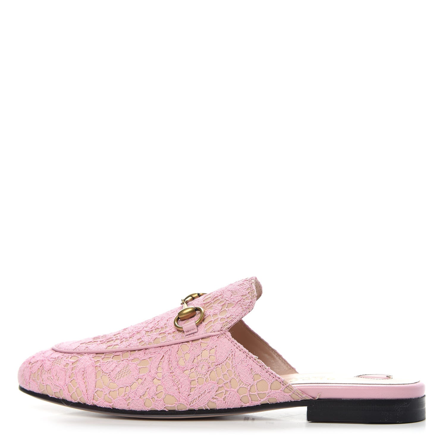 Gucci Lace Malaga Kid Womens Princetown Slippers 36 Sugar Pink Skin Rose 1 of 10