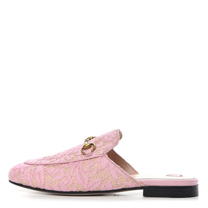 Gucci Lace Malaga Kid Womens Princetown Slippers 36 Sugar Pink Skin Rose 1 of 10