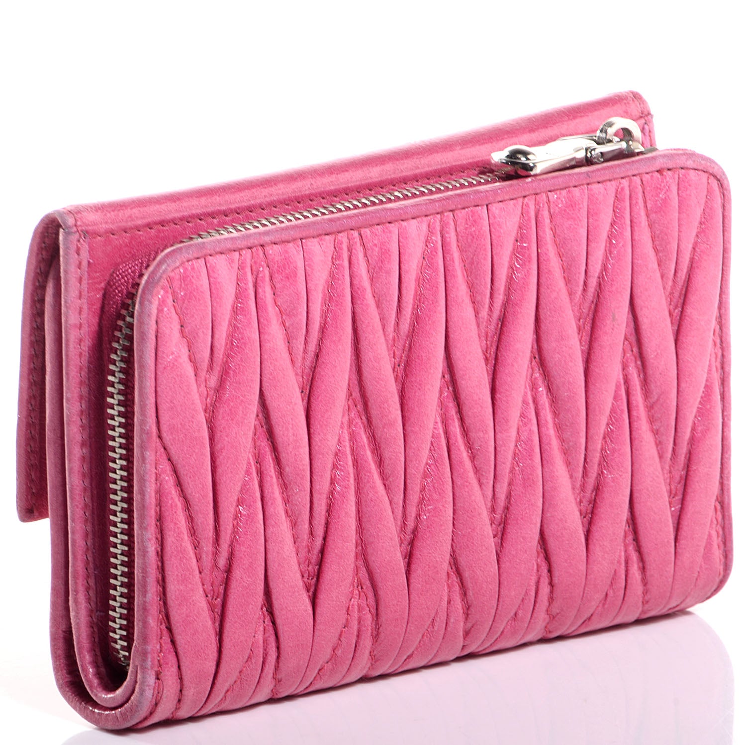 Miu Miu Matelasse Lux Tri-Fold Flap Wallet Peonia 3 of 8