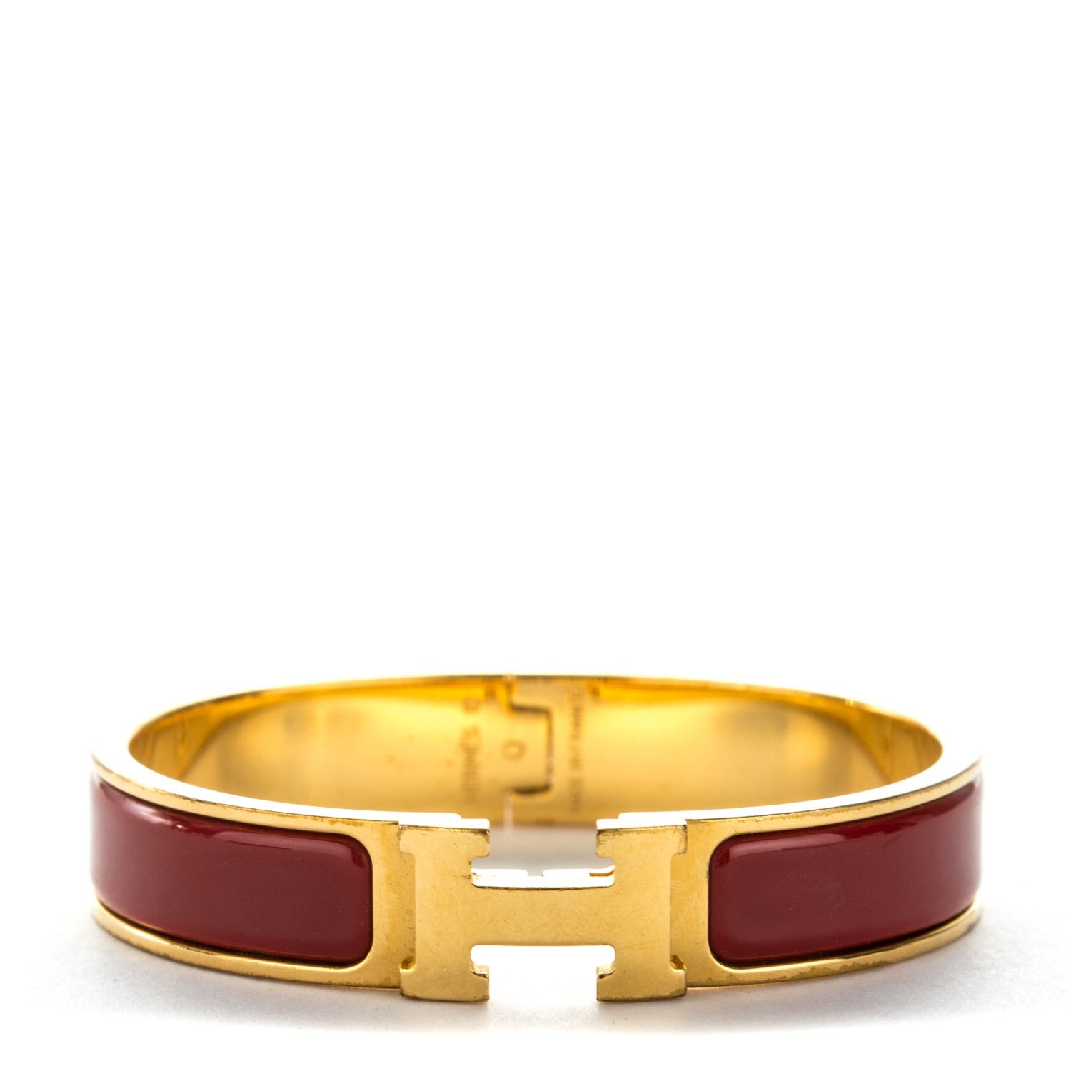 Hermes Enamel Narrow Clic Clac H Bracelet GM Rouge H 1 of 4