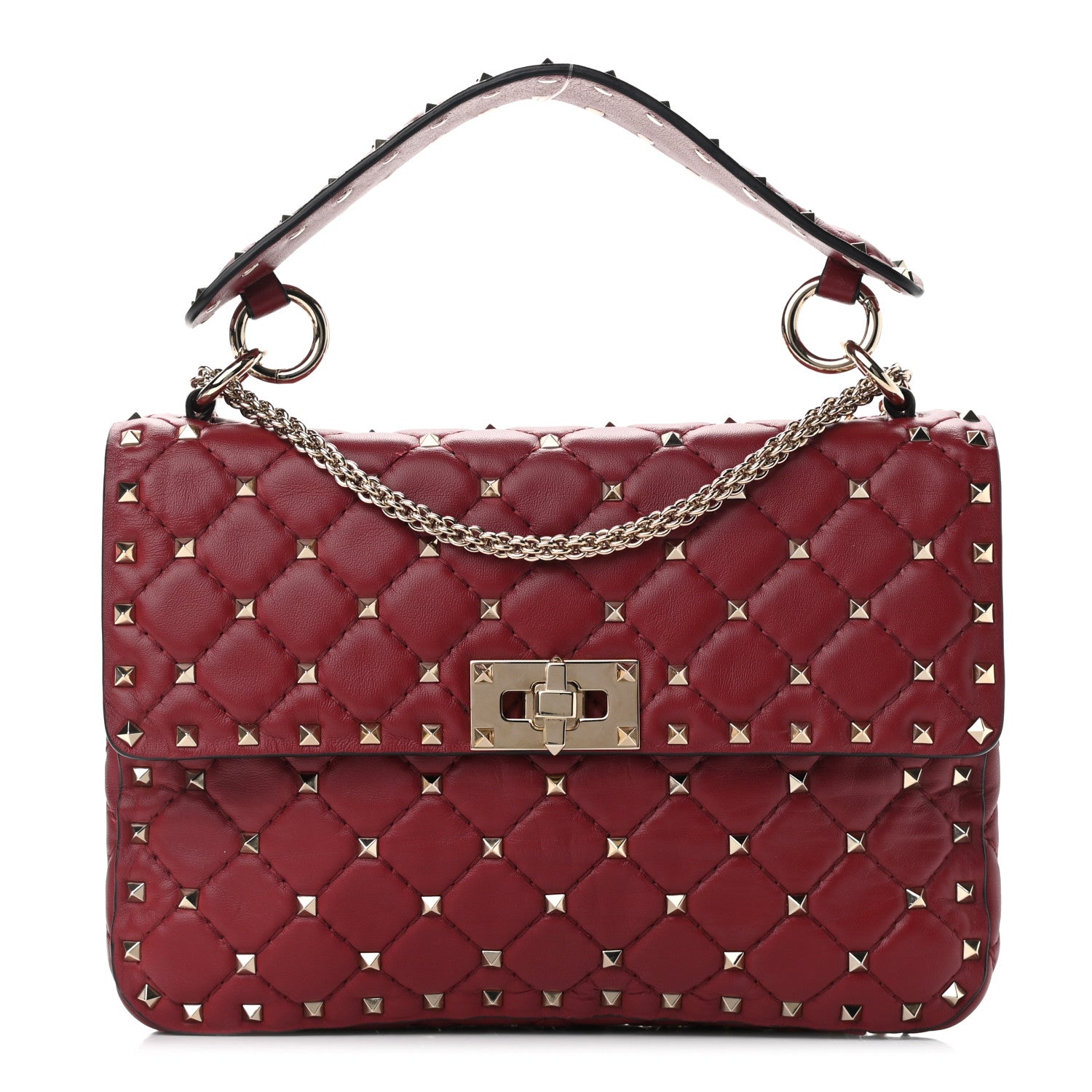 Valentino Garavani Nappa Medium Rockstud Spike Shoulder Bag Rubino 1 of 9
