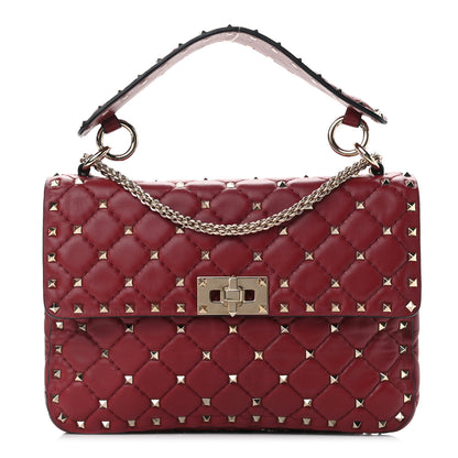 Valentino Garavani Nappa Medium Rockstud Spike Shoulder Bag Rubino 1 of 9