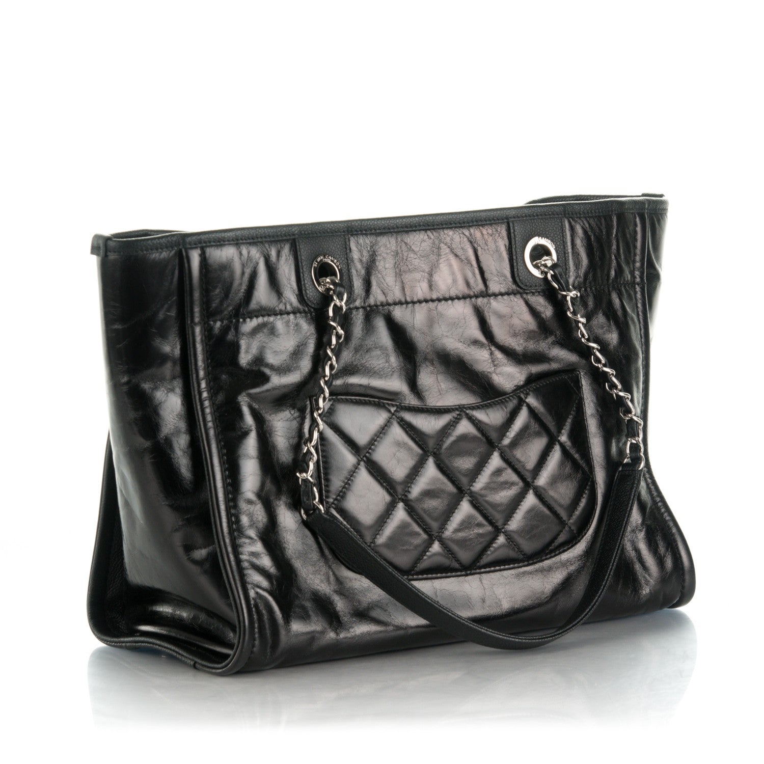 Chanel Glazed Calfskin Small Deauville Tote Black 3 of 7