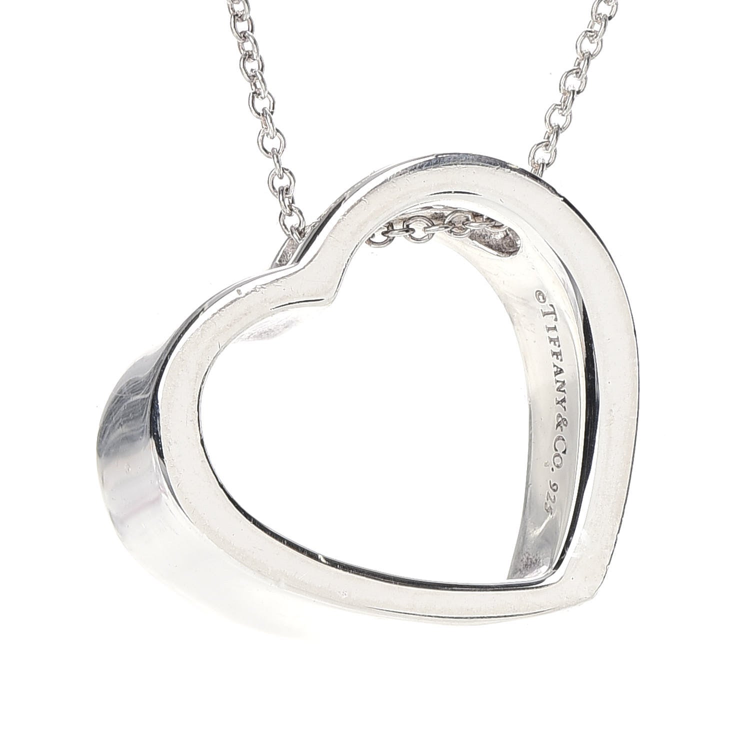 Tiffany Sterling Silver Slanted Heart Pendant Necklace 4 of 6