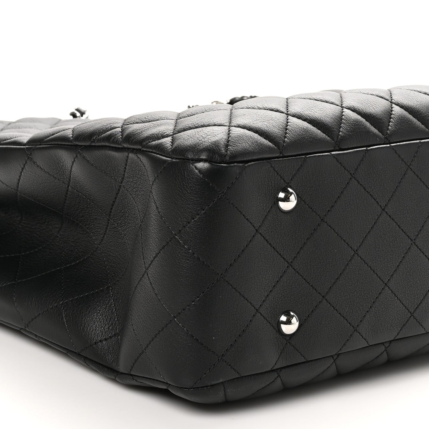 Calfskin Quilted Large Classic Shopping Tote Black