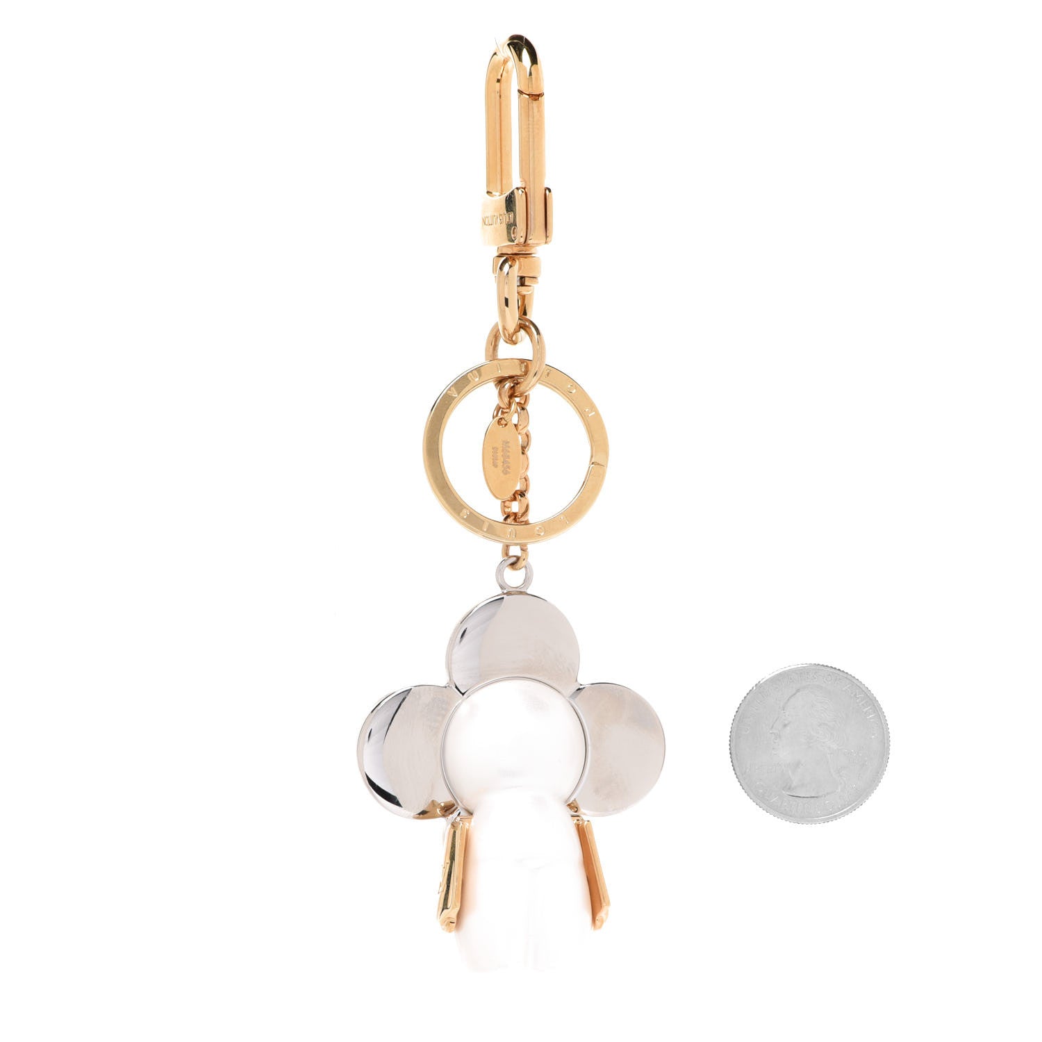 Louis Vuitton Giant Monogram Vivienne Bag Charm Key Holder Silver White Gold 2 of 5
