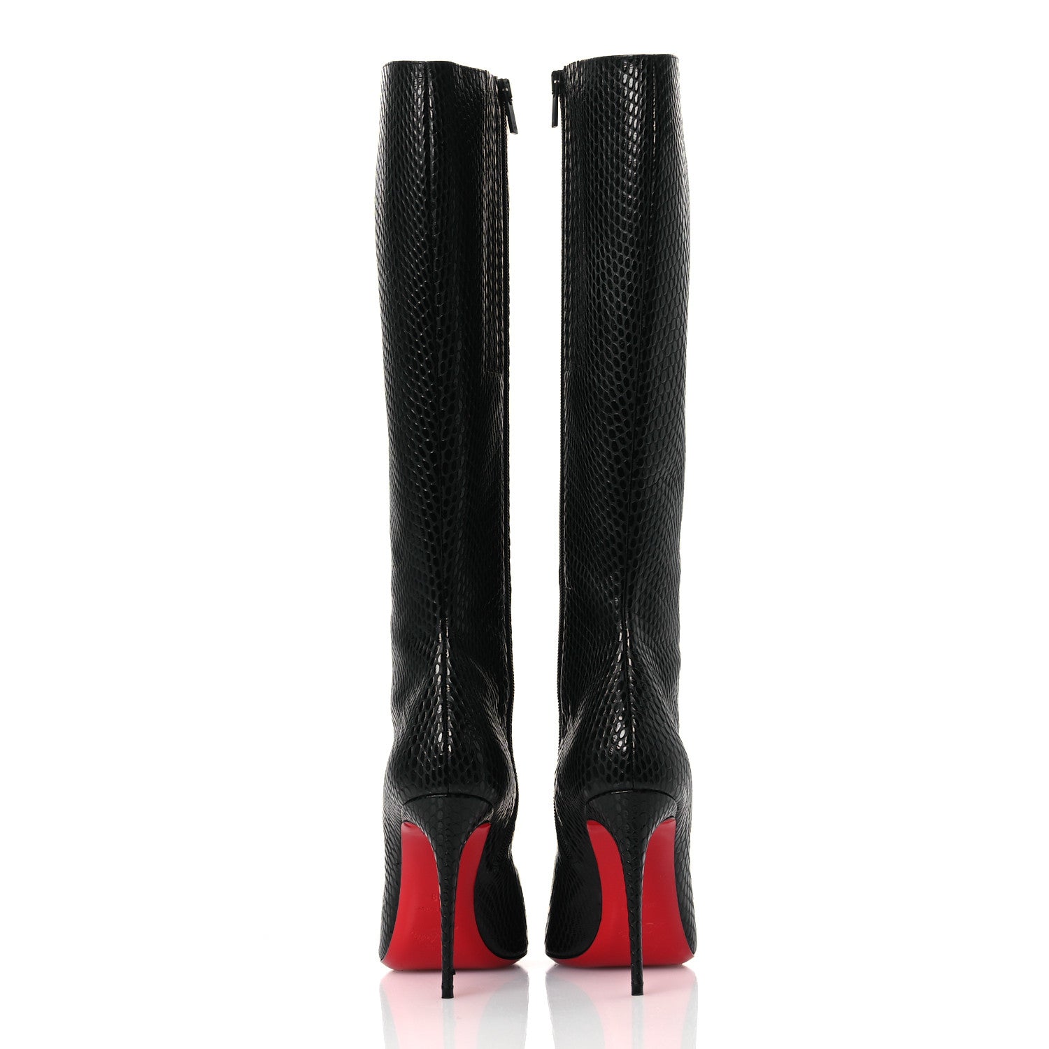 Christian Louboutin Calfskin Jurassic Embossed Eloisa Botta 100 Knee Boots 38 Black 6 of 12