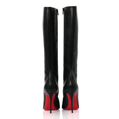 Christian Louboutin Calfskin Jurassic Embossed Eloisa Botta 100 Knee Boots 38 Black 6 of 12