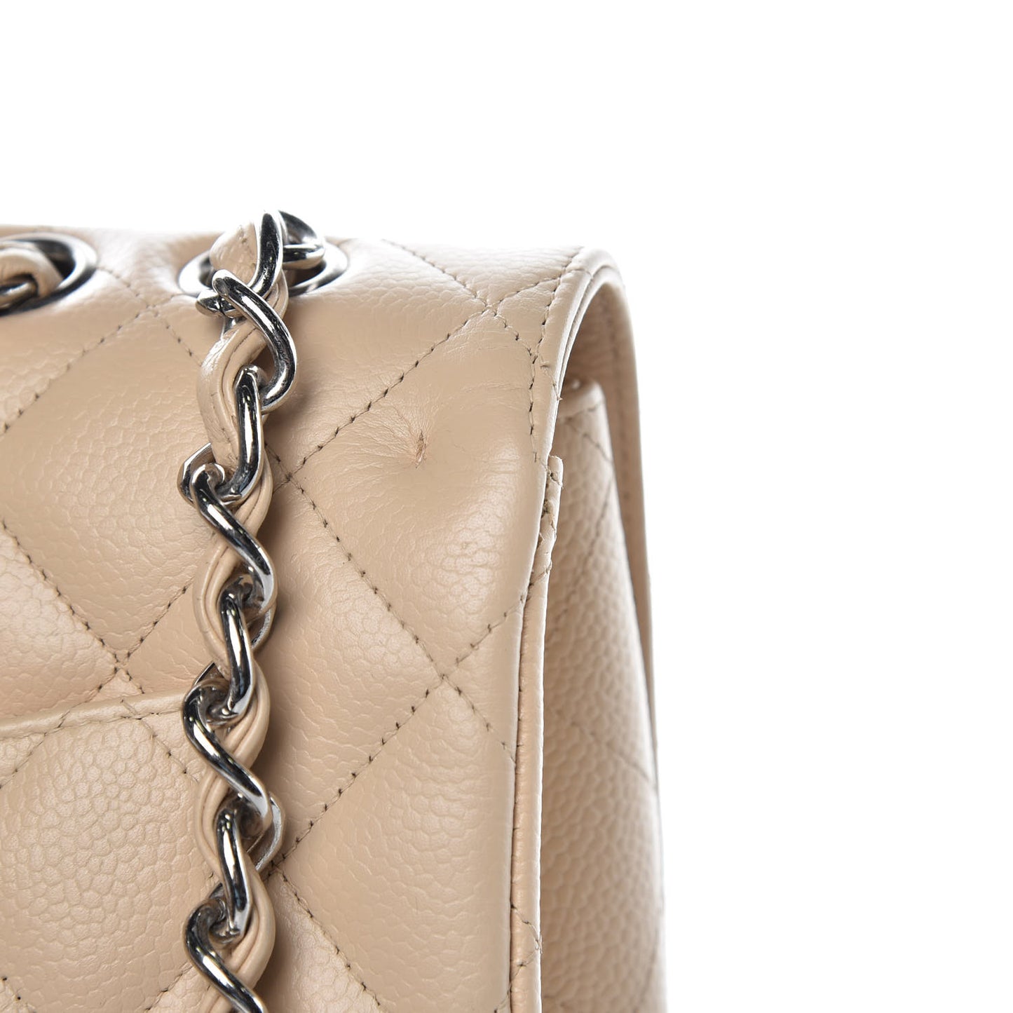 Caviar Quilted Jumbo Single Flap Beige Clair