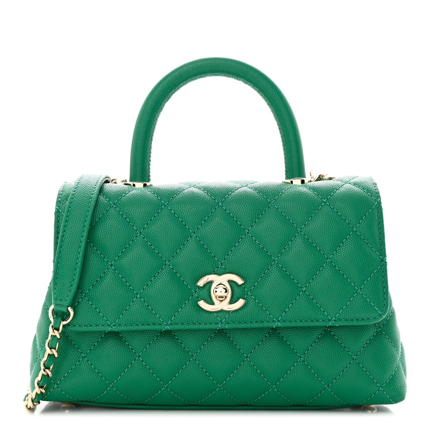 Chanel Caviar Quilted Mini Coco Handle Flap Green 1 of 11
