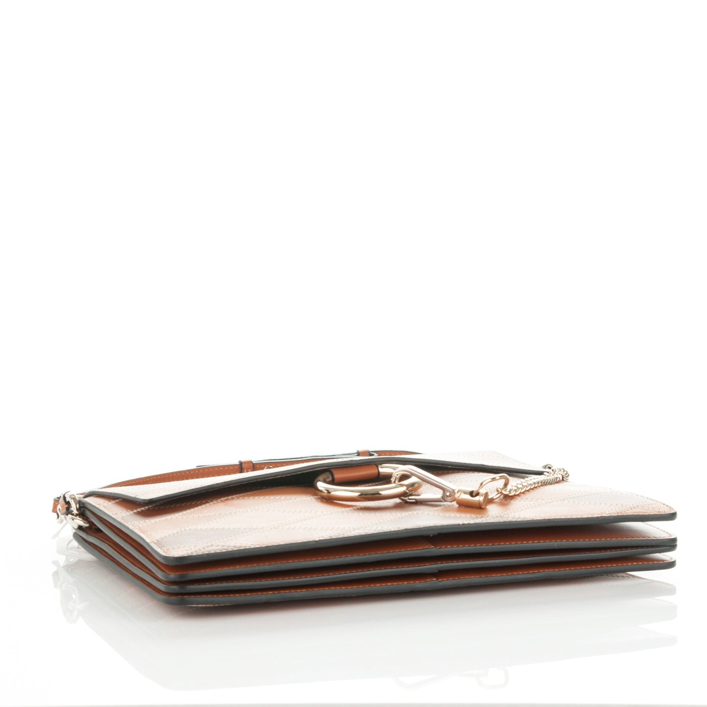 Calfskin Patchwork Medium Faye Shoulder Bag Caramel