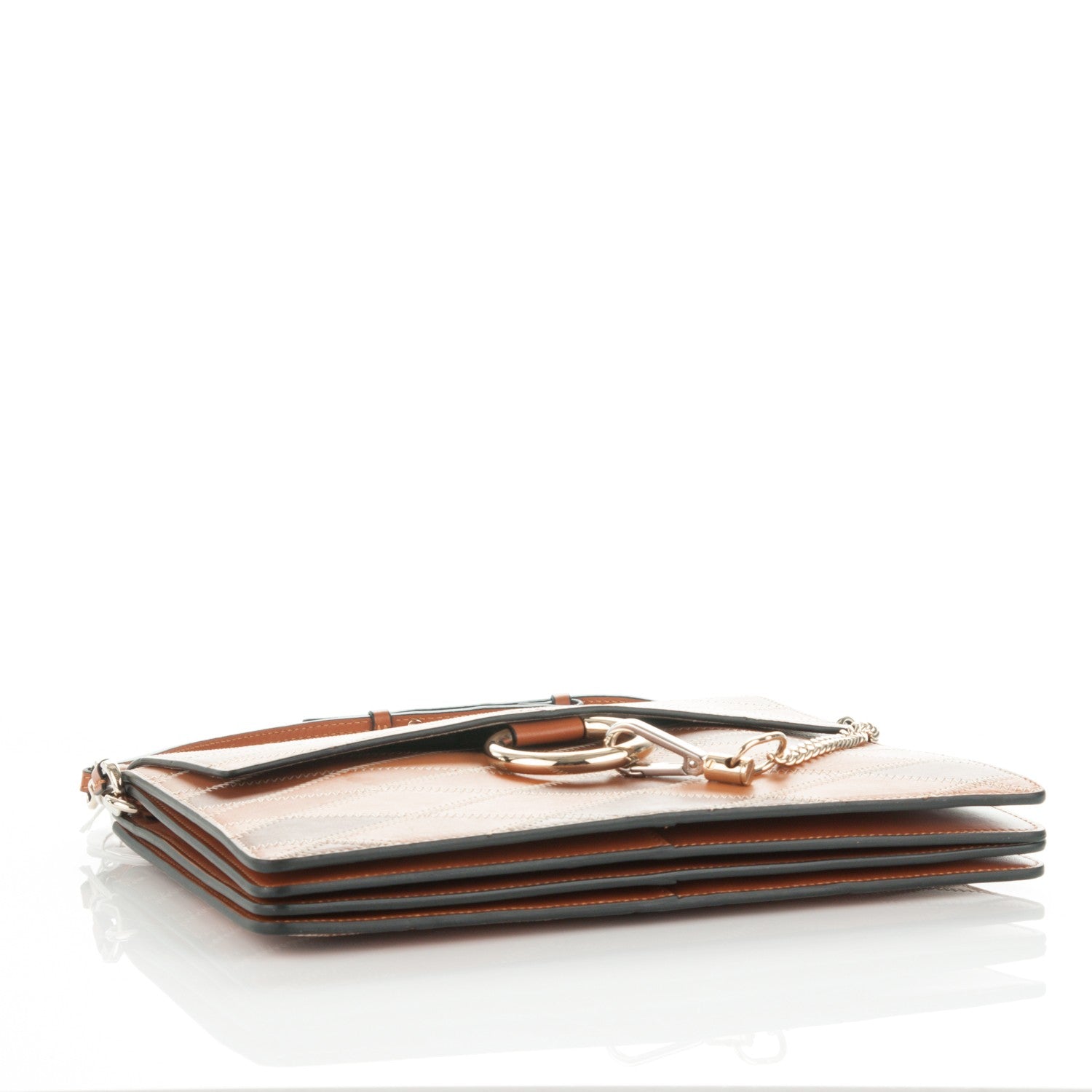 Chloe Calfskin Patchwork Medium Faye Shoulder Bag Caramel 4 of 8