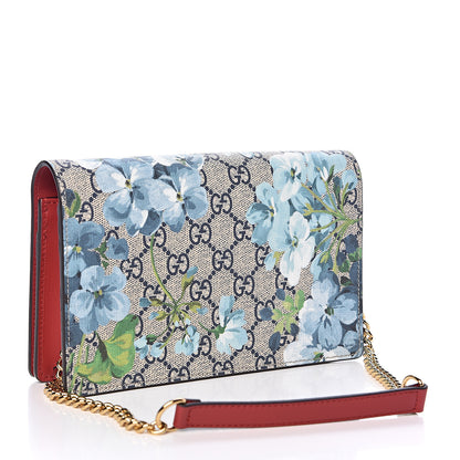 Gucci GG Supreme Monogram Blooms Chain Wallet Blue 3 of 9