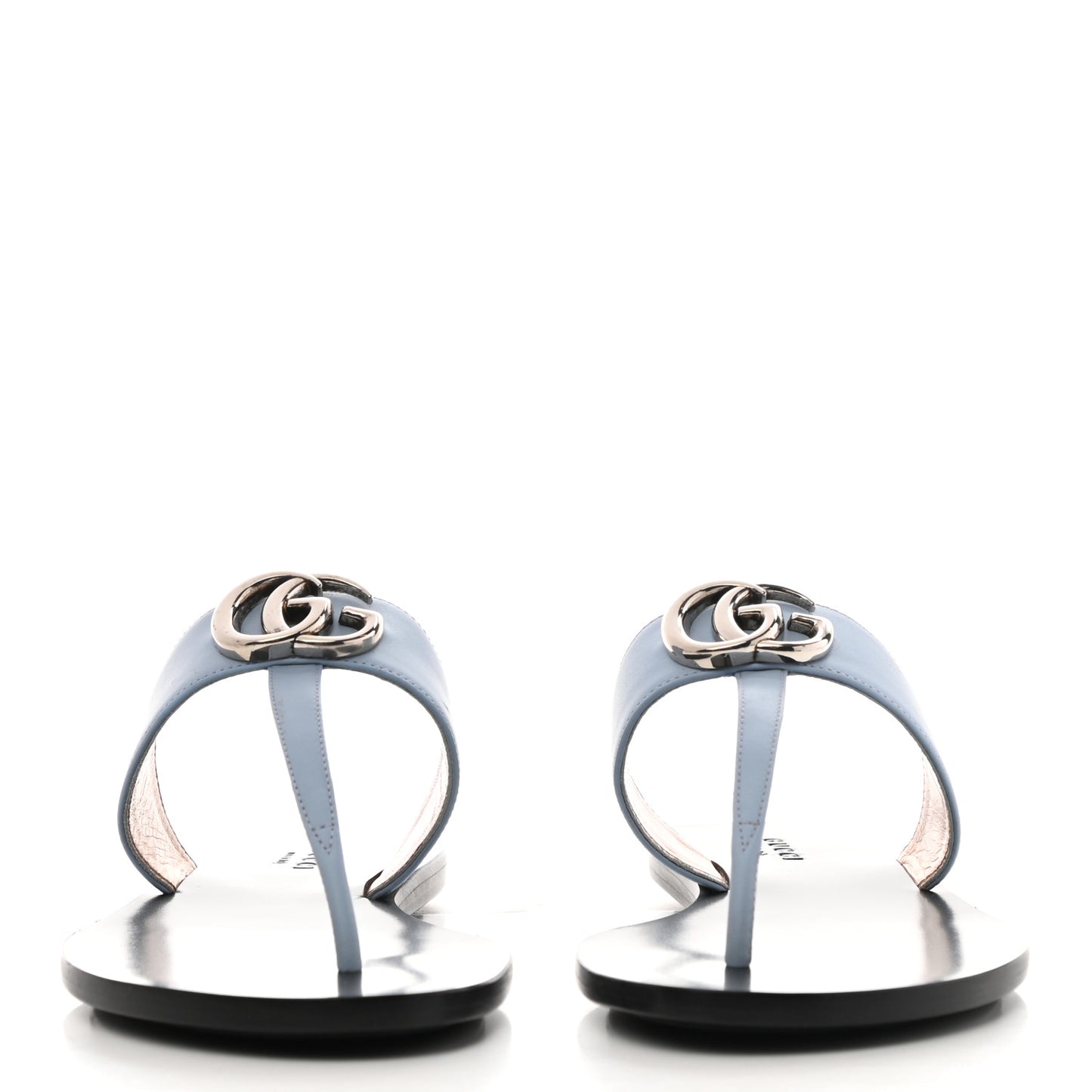 Calfskin GG Marmont Thong Sandals 36.5 Porcelain Light Blue