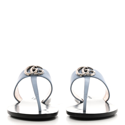 Gucci Calfskin GG Marmont Thong Sandals 36.5 Porcelain Light Blue 2 of 8