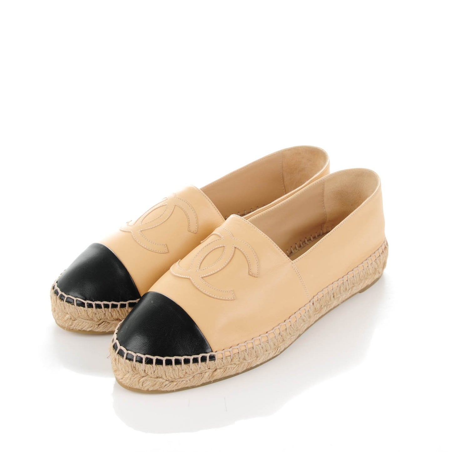 Lambskin CC Espadrilles 39 Beige Black