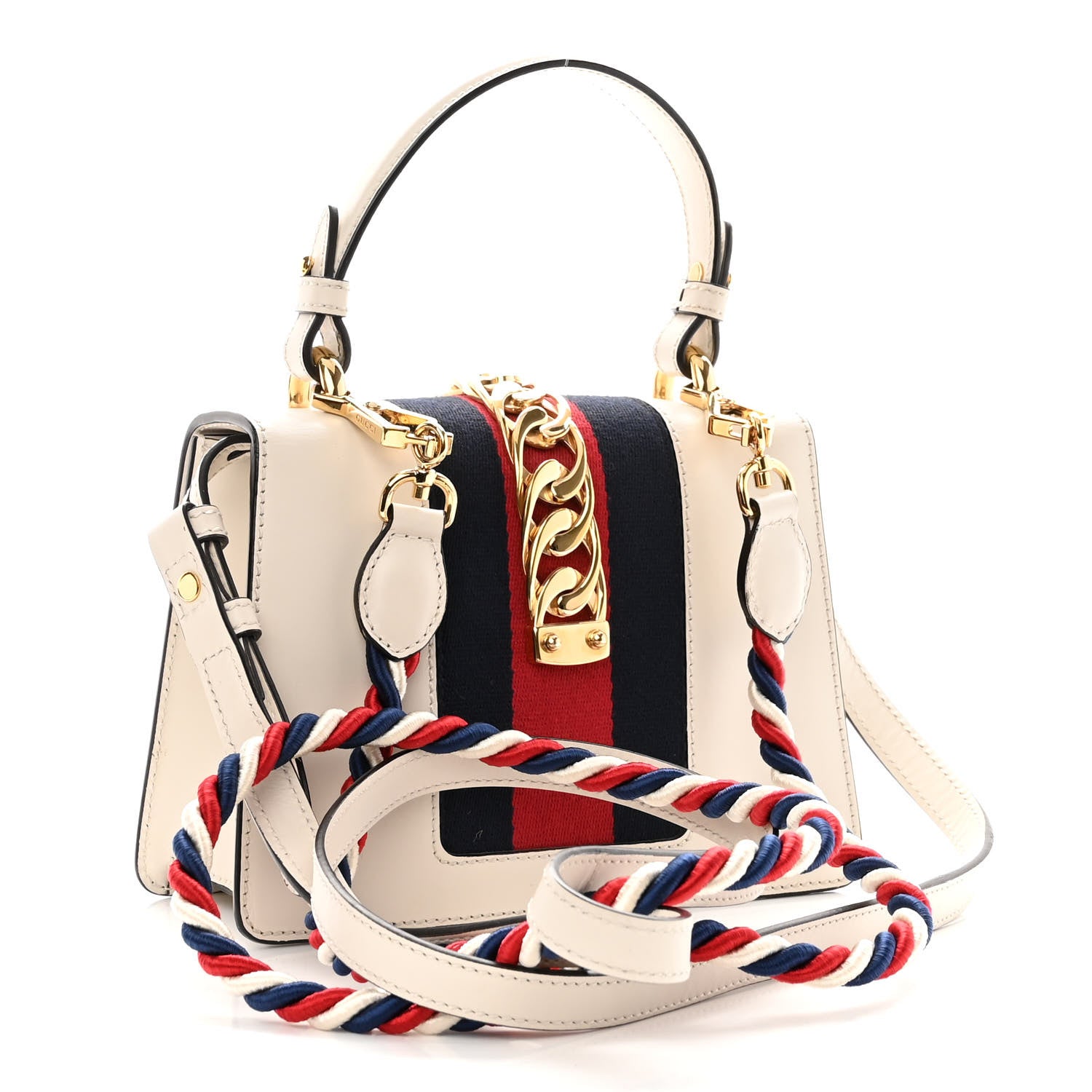Gucci Calfskin Mini Sylvie Top Handle Bag White 3 of 10