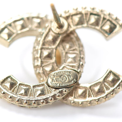 Chanel Crystal Timeless CC Earrings Light Gold 4 of 4