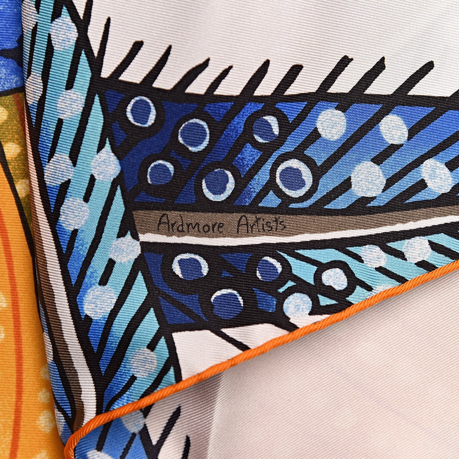 Hermes Silk Baobab Cat Scarf 90 White Bleu Jaune 4 of 7