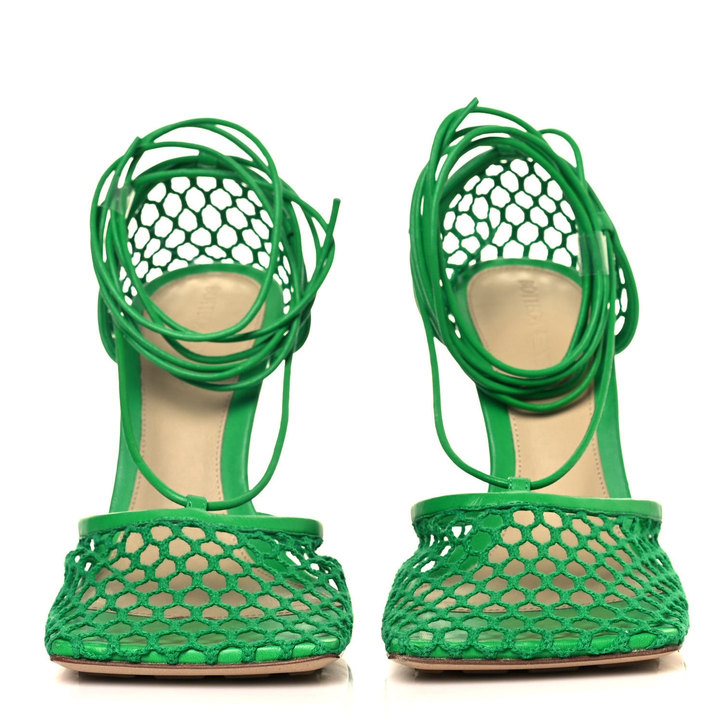 Mesh Nappa Stretch Ankle Tie 90mm Sandals 38 Grass
