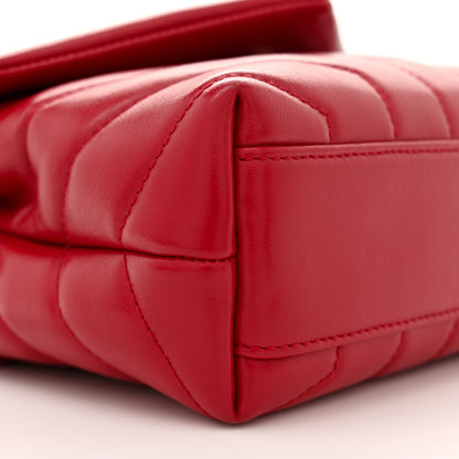 Saint Laurent Calfskin Y Quilted Monogram Toy Loulou Crossbody Bag Rouge 9 of 13