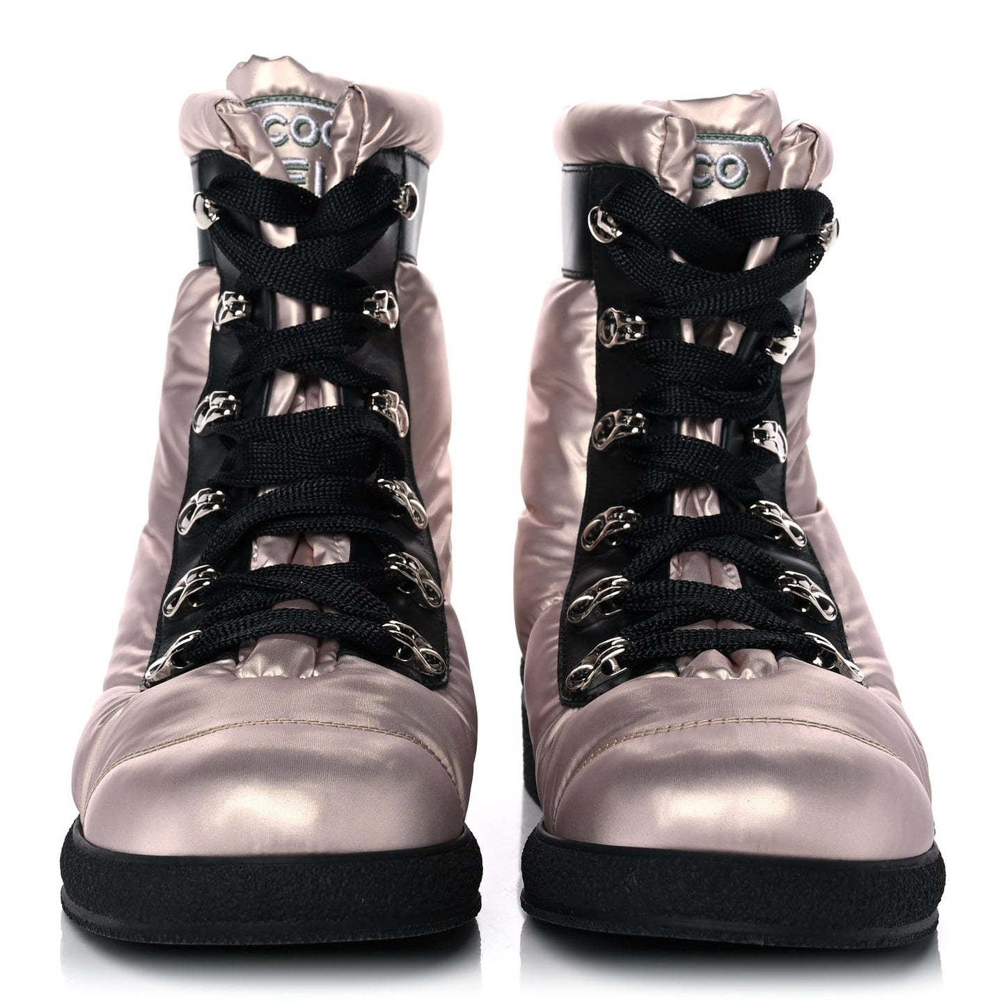 Nylon Calfskin Womens Coco Neige Short Boots 36 Pink Black