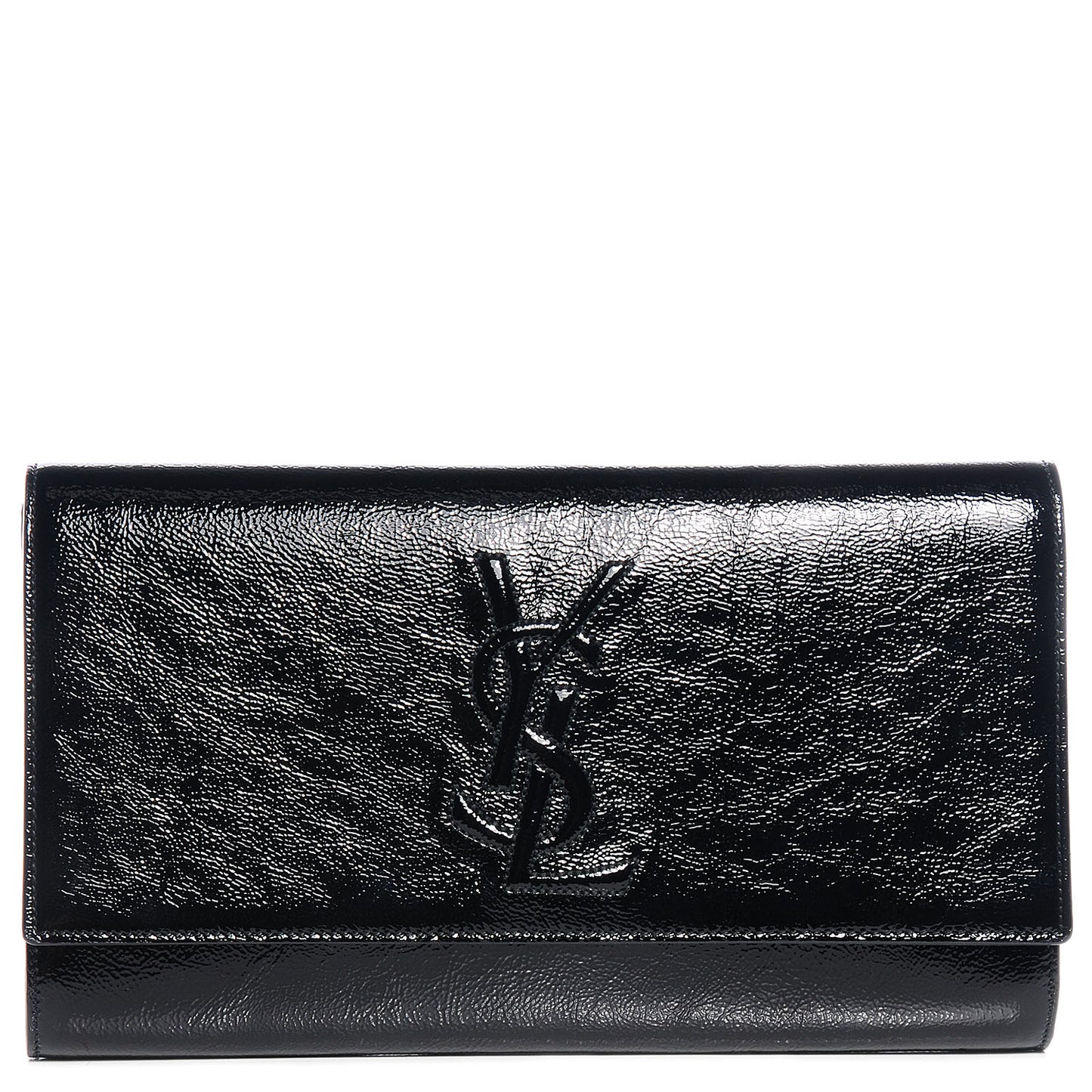 Textured Patent Monogram Large Belle De Jour Clutch Black
