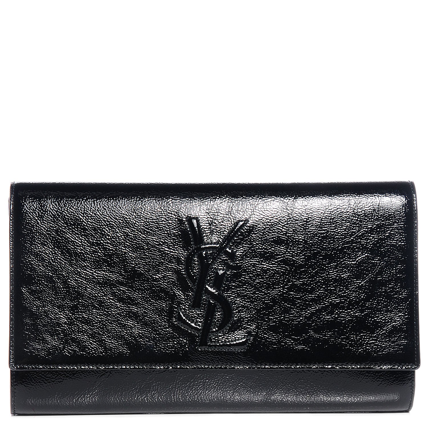 Saint Laurent Textured Patent Monogram Large Belle De Jour Clutch Black 1 of 6