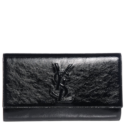 Saint Laurent Textured Patent Monogram Large Belle De Jour Clutch Black 1 of 6