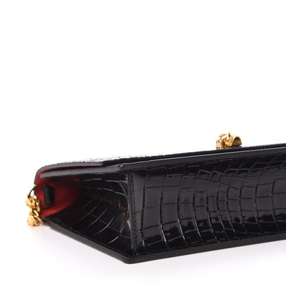 Alexander McQueen Calfskin Crocodile Embossed Skull Medium Shoulder Bag Black 7 of 10
