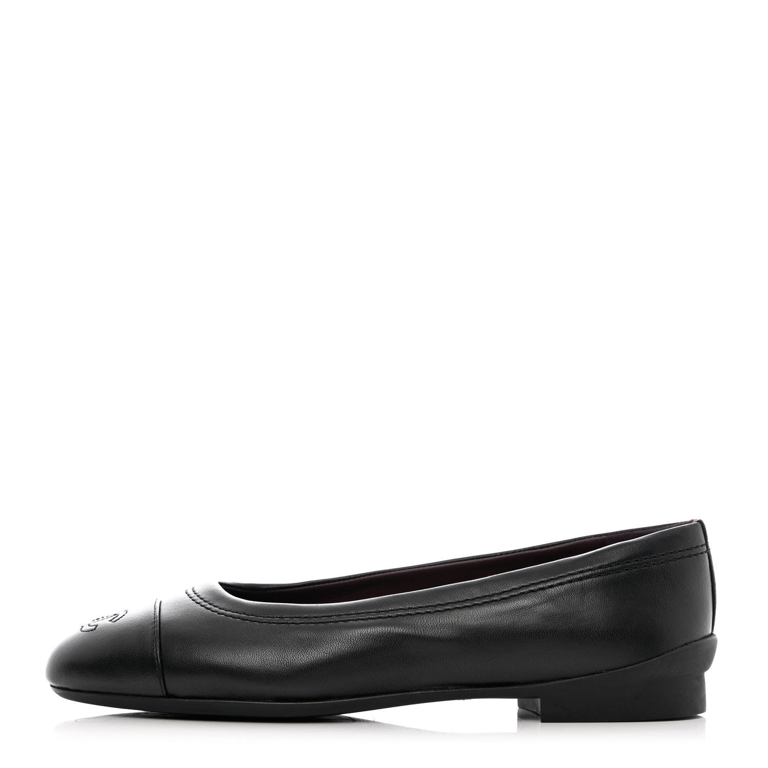 Chanel Calfskin CC Cap Toe Uniform Ballerina Flats 36 Black 1 of 10