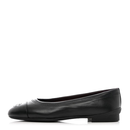 Chanel Calfskin CC Cap Toe Uniform Ballerina Flats 36 Black 1 of 10