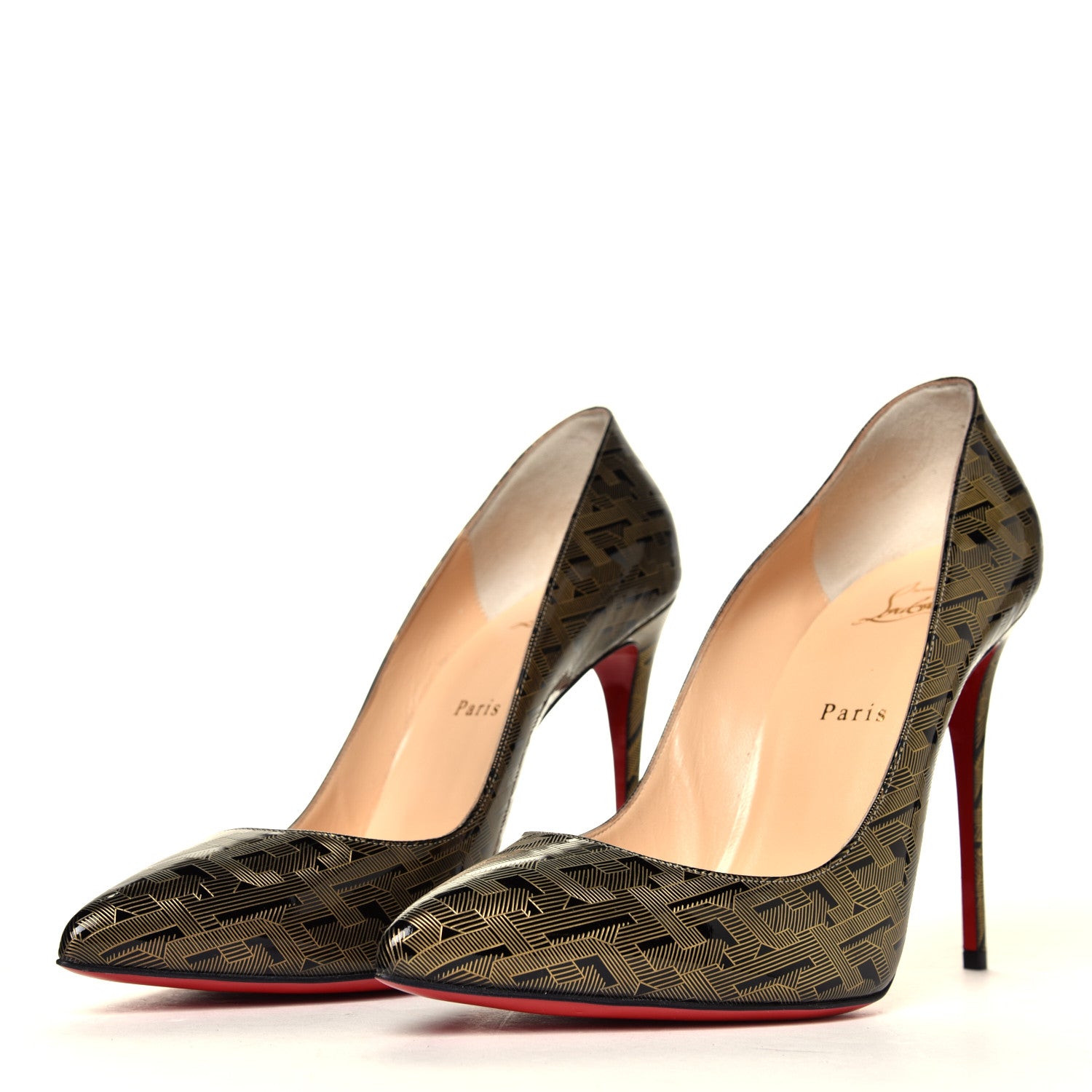 Christian Louboutin Patent Pigalle Follies 100 Pumps 41 Black Gold 2 of 6