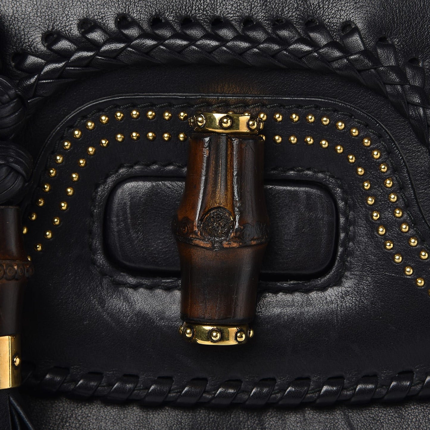 Calfskin New Bamboo Large Top Handle Bag Black