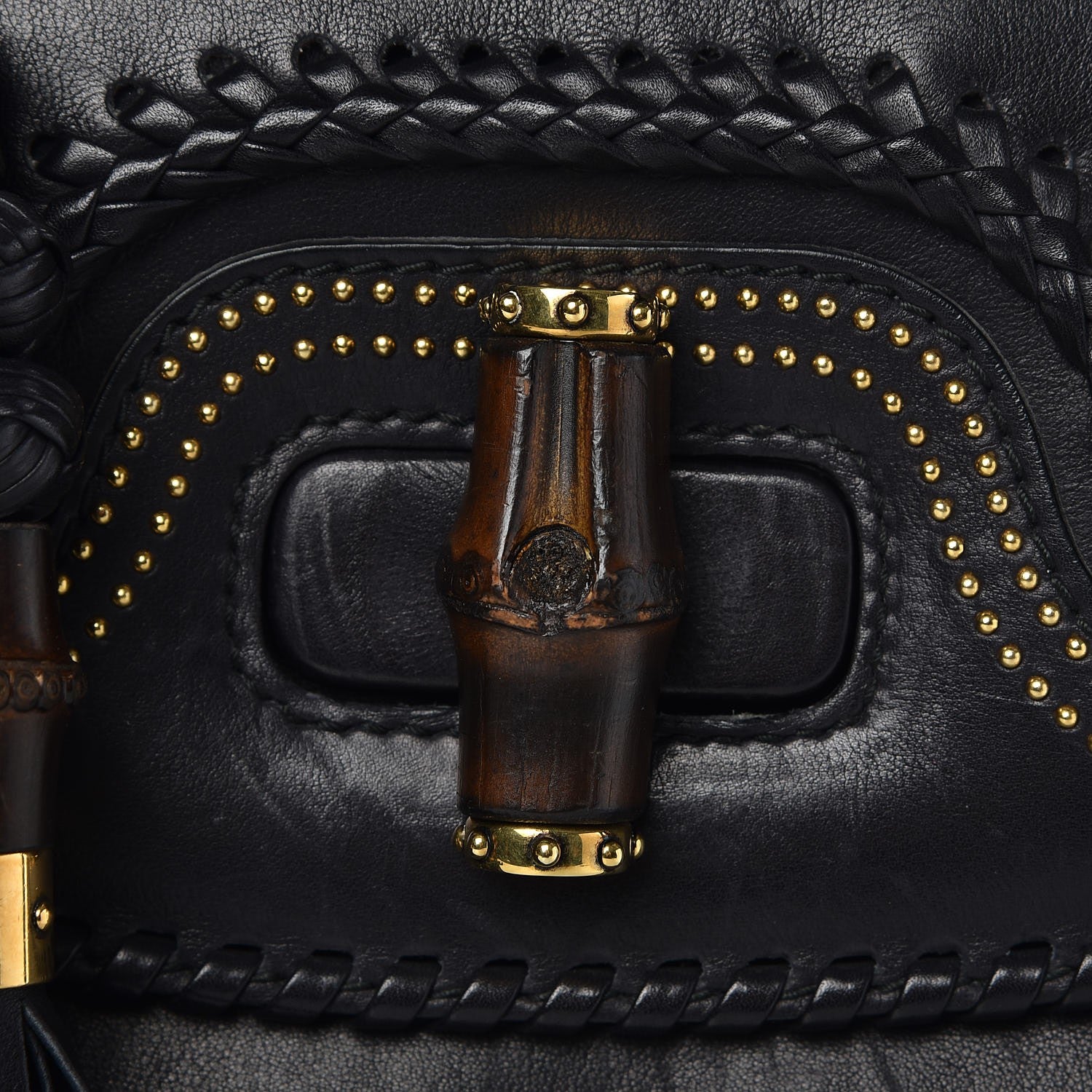 Gucci Calfskin New Bamboo Large Top Handle Bag Black 8 of 12