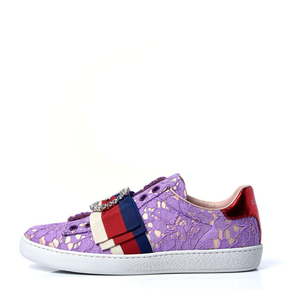 Gucci Lace Crystal Sylvie Web Flower Leaf Womens Ace Sneakers 36.5 Wisteria Perfect Pink 1 of 6