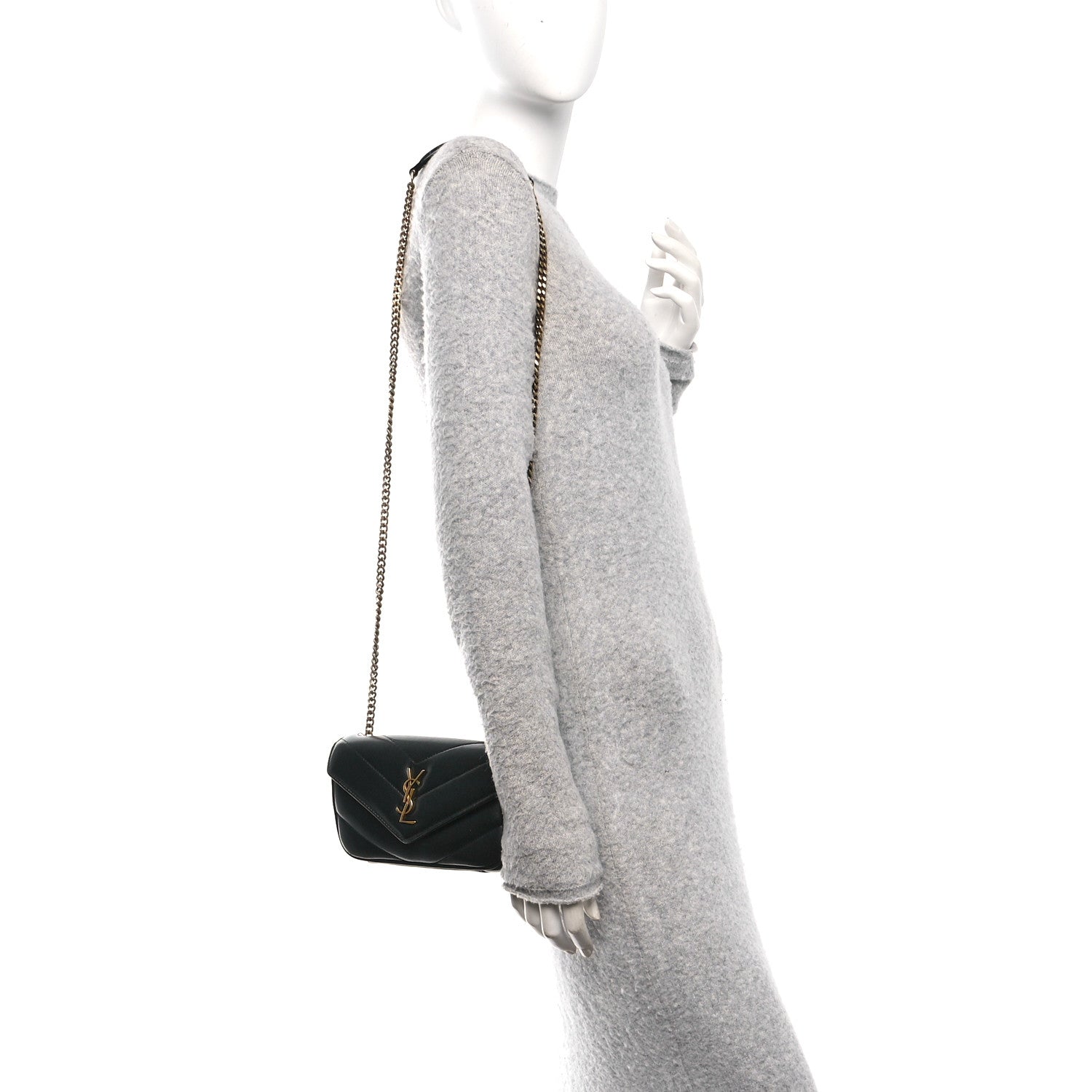 Saint Laurent Lambskin Chevron Quilted Mini Loulou Black 2 of 11