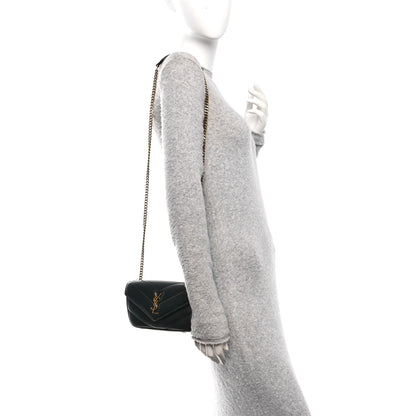 Saint Laurent Lambskin Chevron Quilted Mini Loulou Black 2 of 11