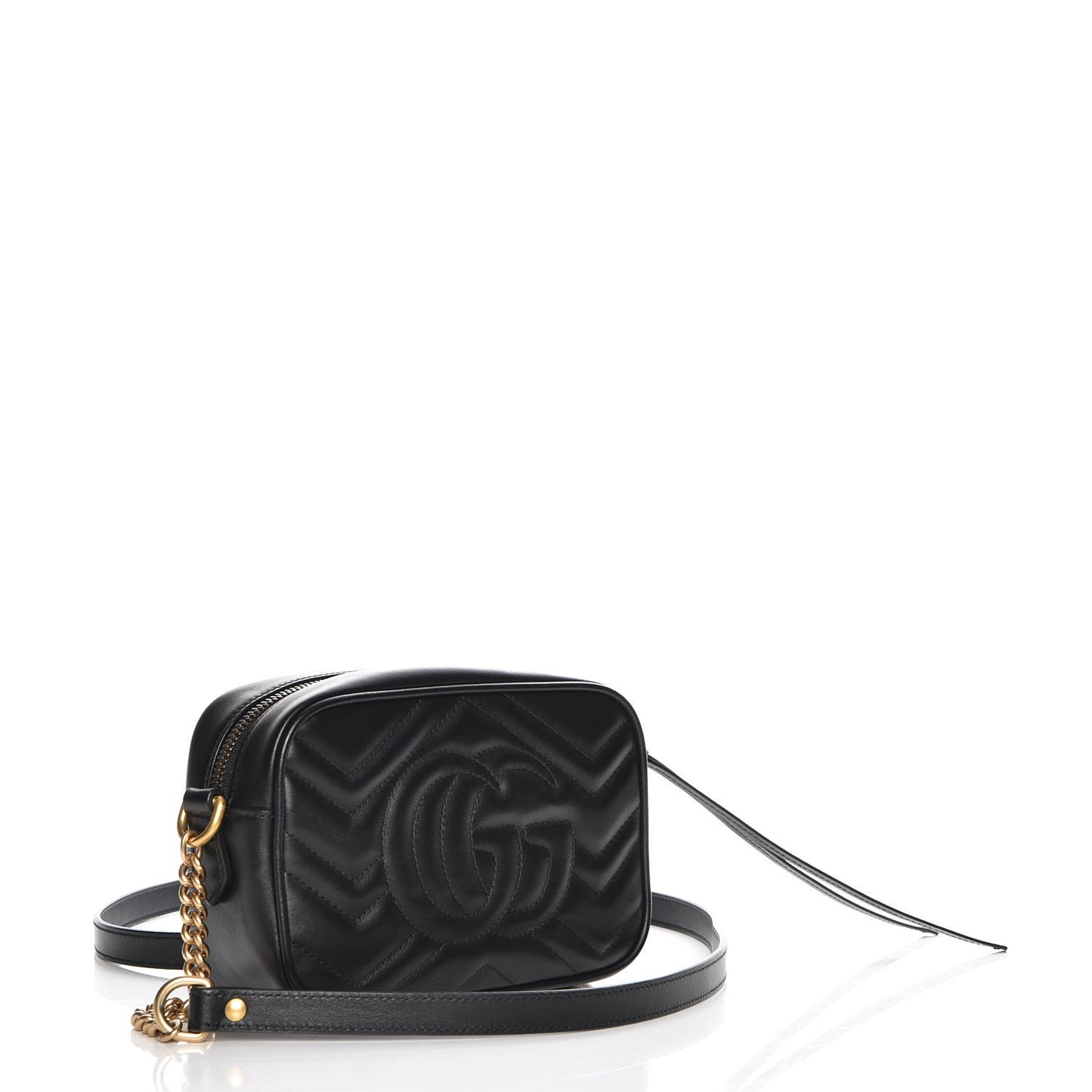 Calfskin Matelasse Mini GG Marmont Chain Shoulder Bag Black