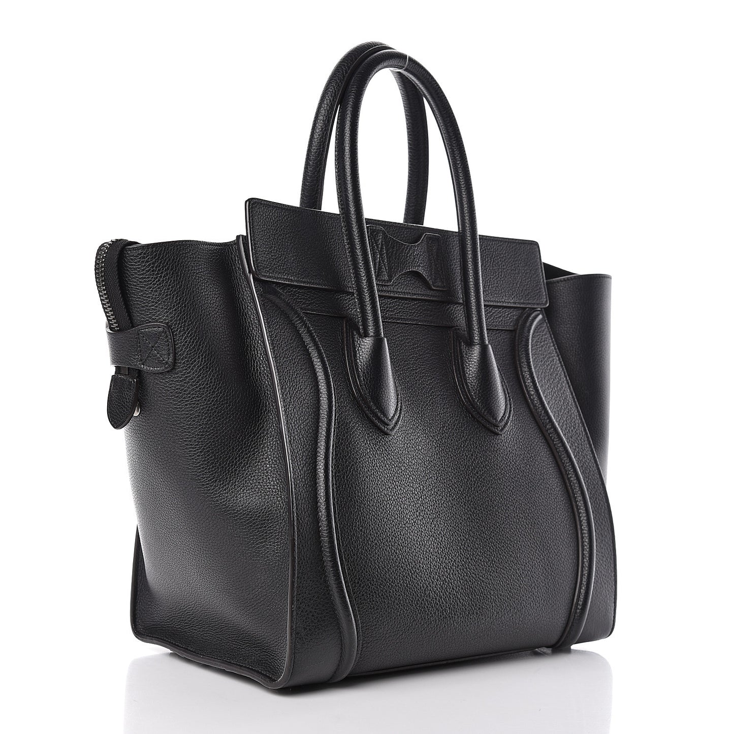 Drummed Calfskin Mini Luggage Black