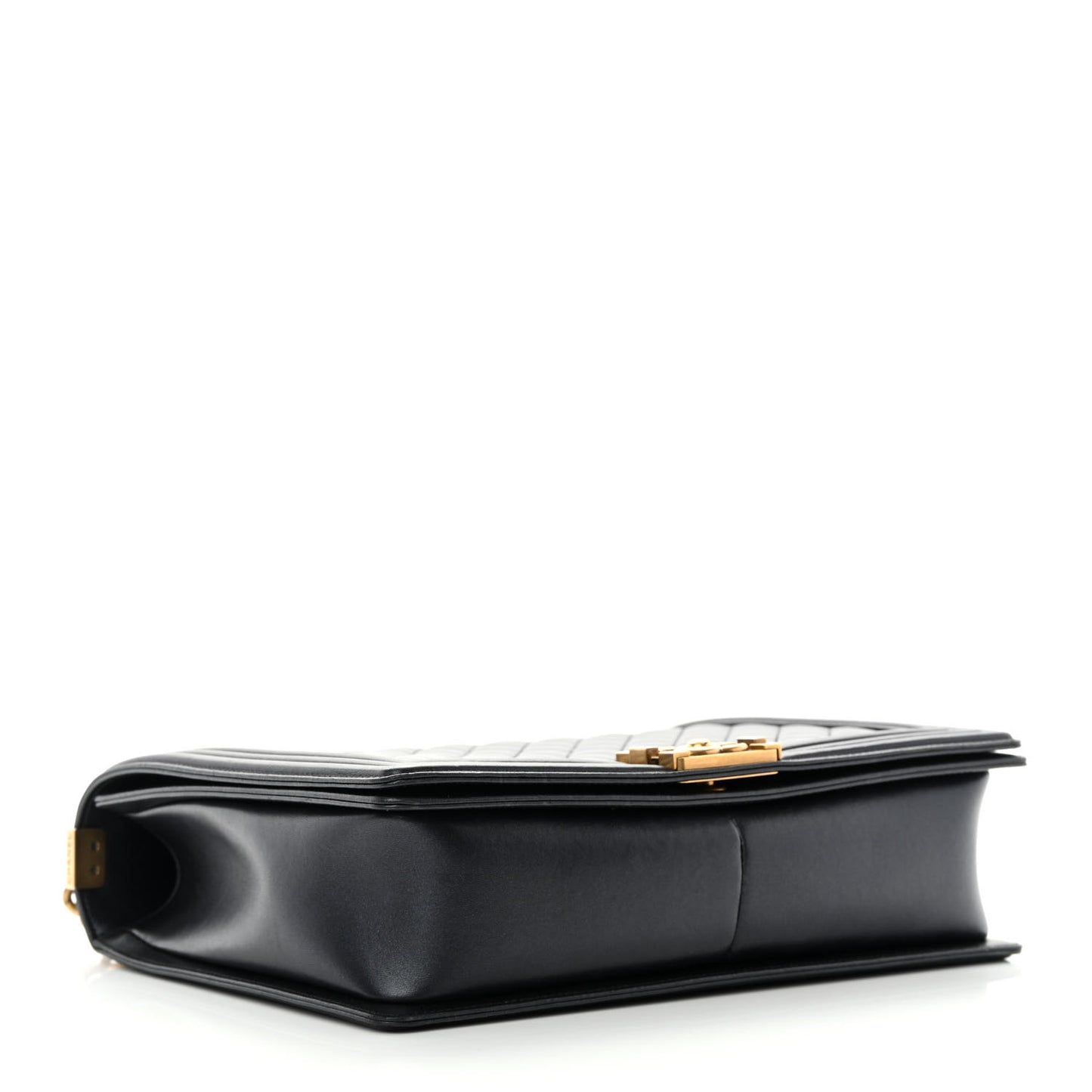 Metallic Lambskin Quilted Large Boy Flap Black