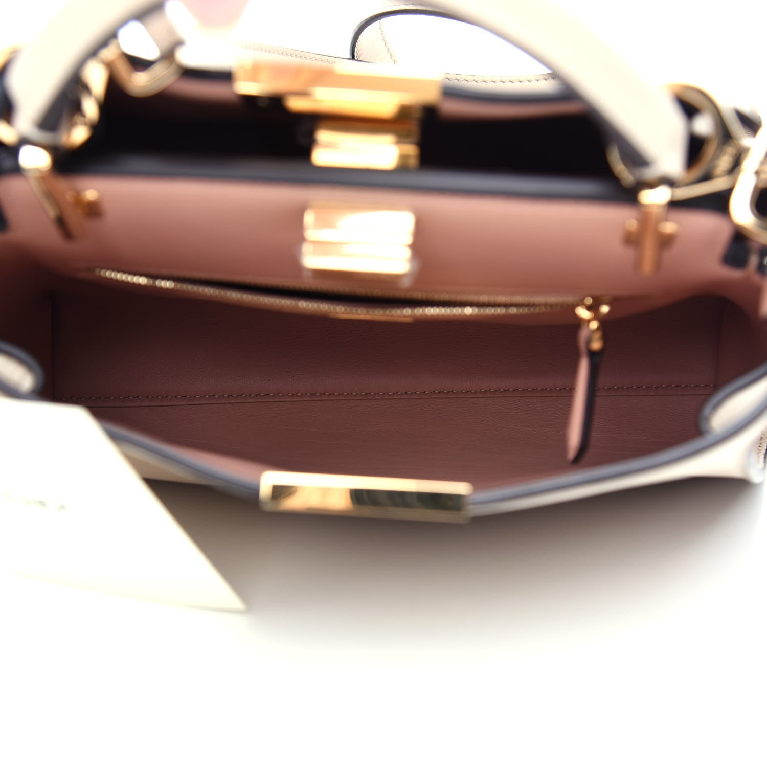 Fendi Vitello Tahiti Burro Medium Peekaboo Iconic Essentially Satchel Nuvola Rosa Bourbon 6 of 11