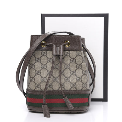 Gucci GG Supreme Monogram Web Mini Ophidia Bucket Bag Brown 10 of 10