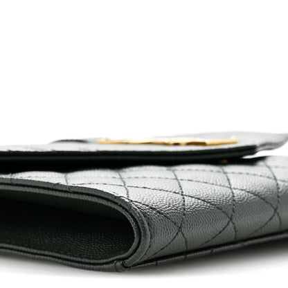 Saint Laurent Grain De Poudre Textured Mixed Matelasse Triquilt Monogram Clutch Vert Fonce 9 of 13
