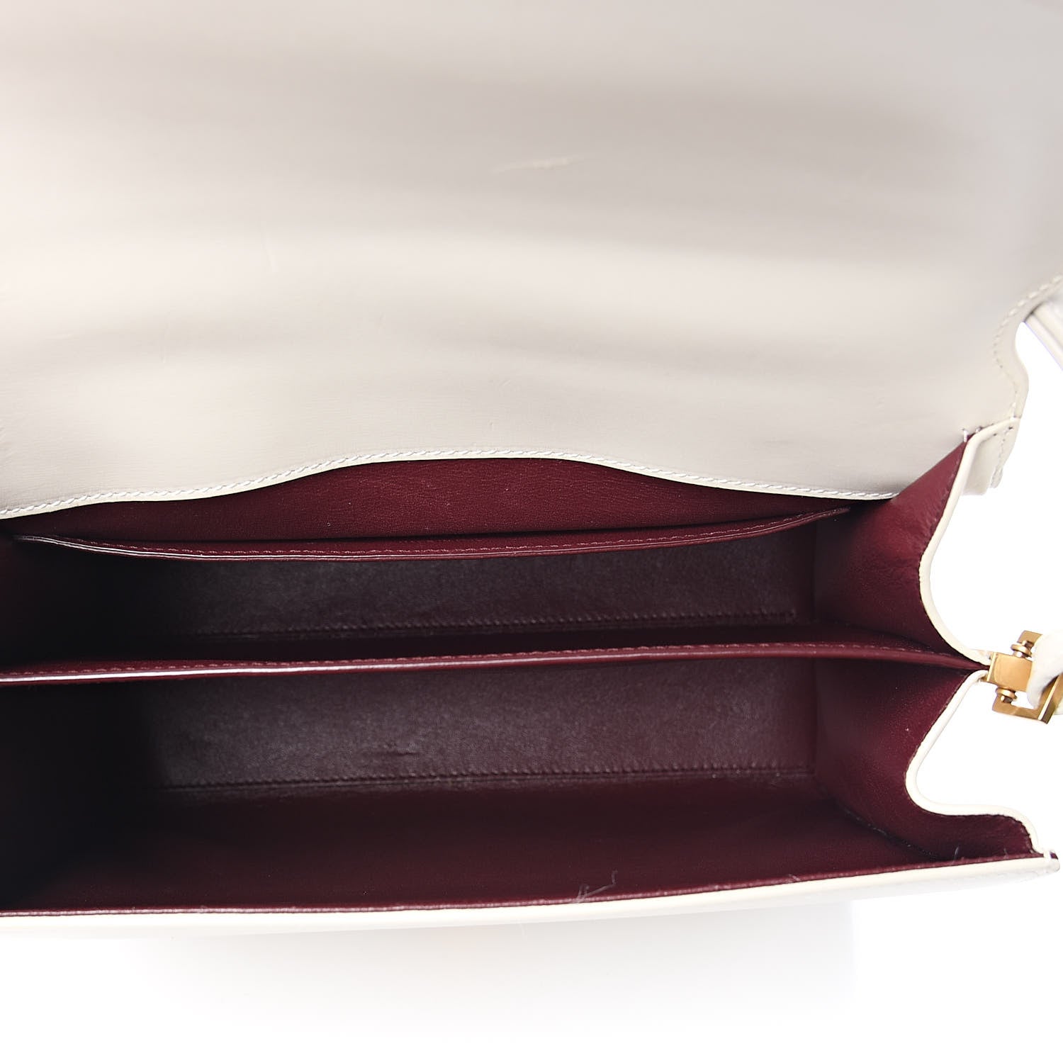 Saint Laurent Smooth Calfskin Medium Classic Monogram Cassandra Top Handle Crema Soft Rouge Legion 5 of 11