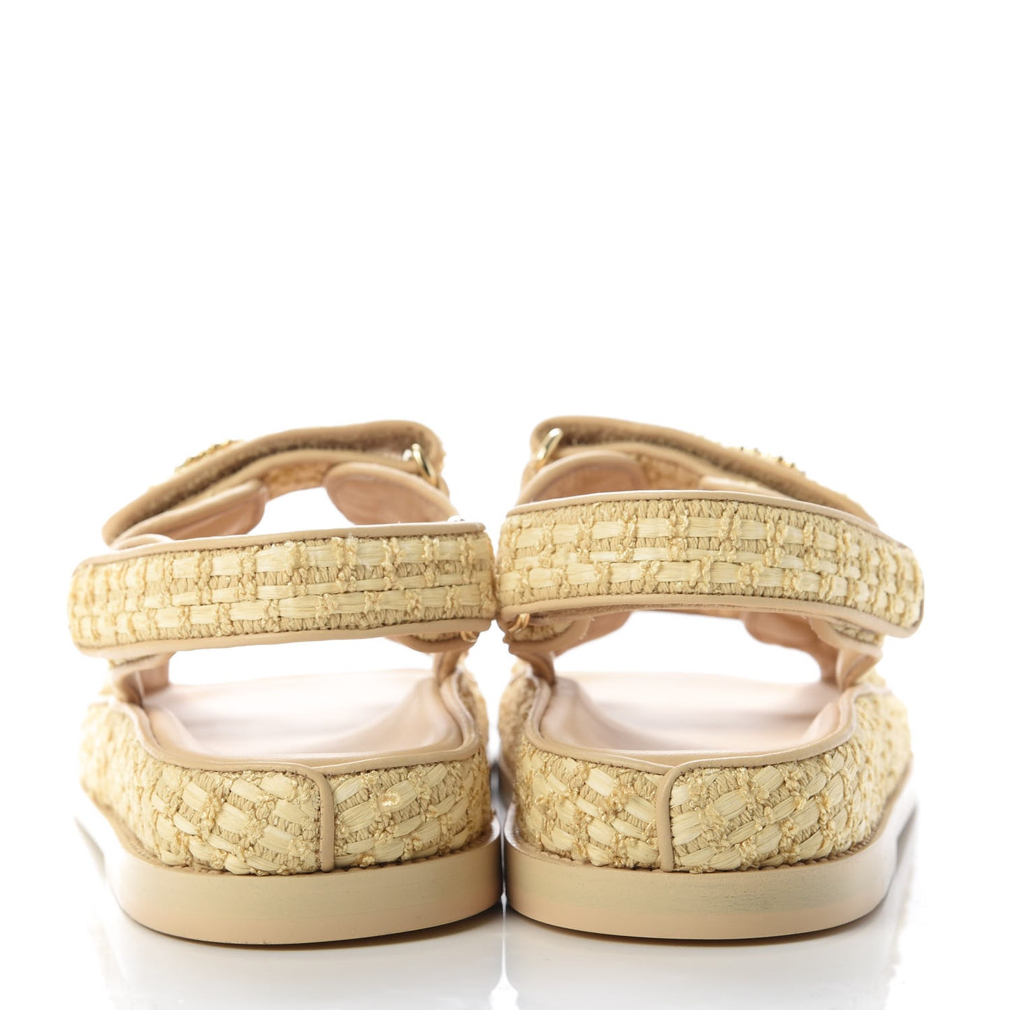 Braided Fabric Velcro Dad Sandals 38 Beige