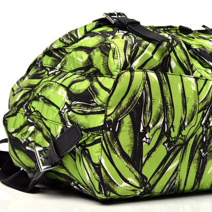 Prada Tessuto Nylon Saffiano Medium Banana Print Backpack Green Black 8 of 9