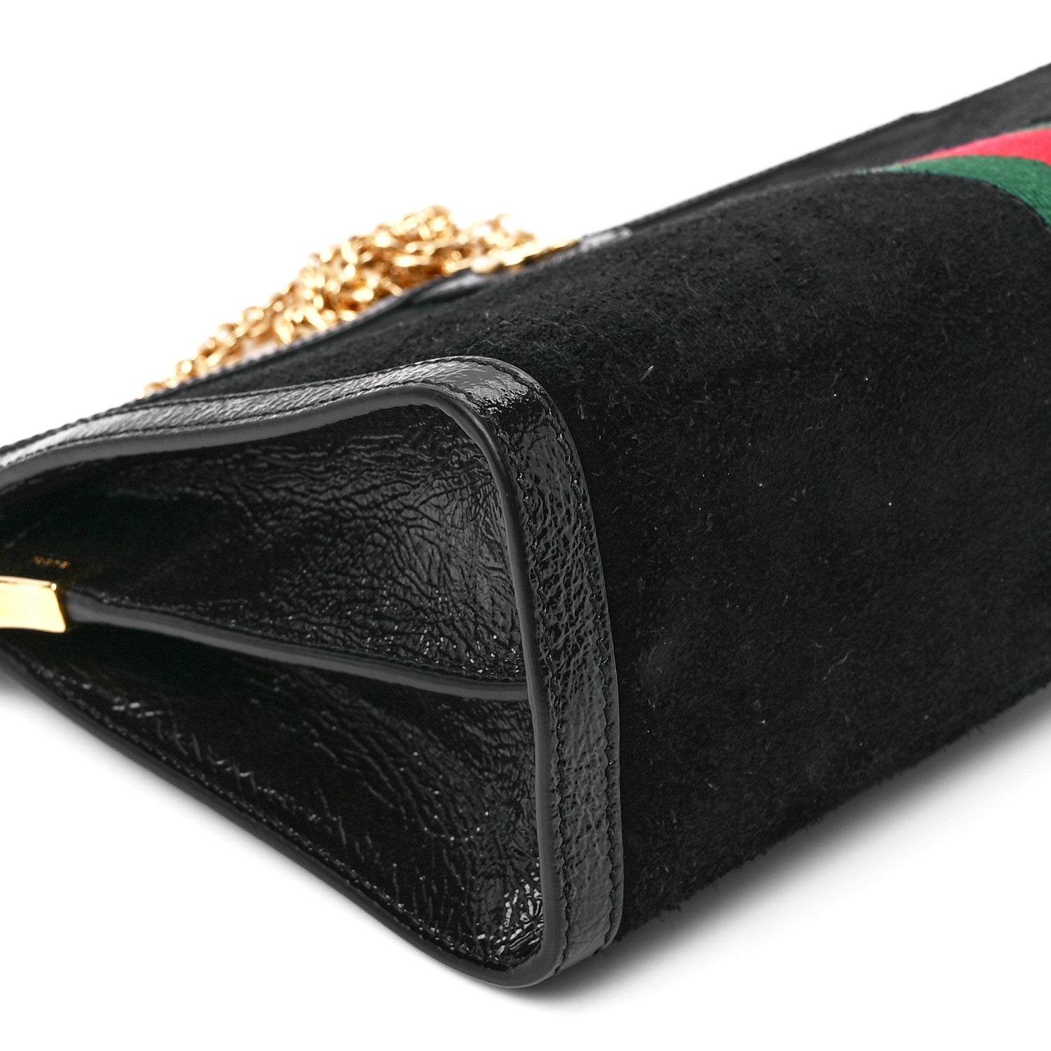 Gucci Suede Patent GG Web Medium Ophidia Chain Shoulder Bag Black 11 of 12