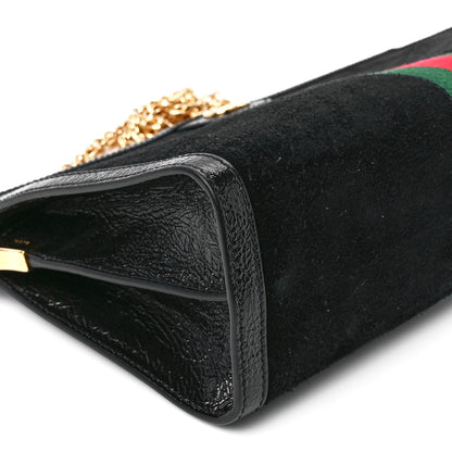 Gucci Suede Patent GG Web Medium Ophidia Chain Shoulder Bag Black 11 of 12