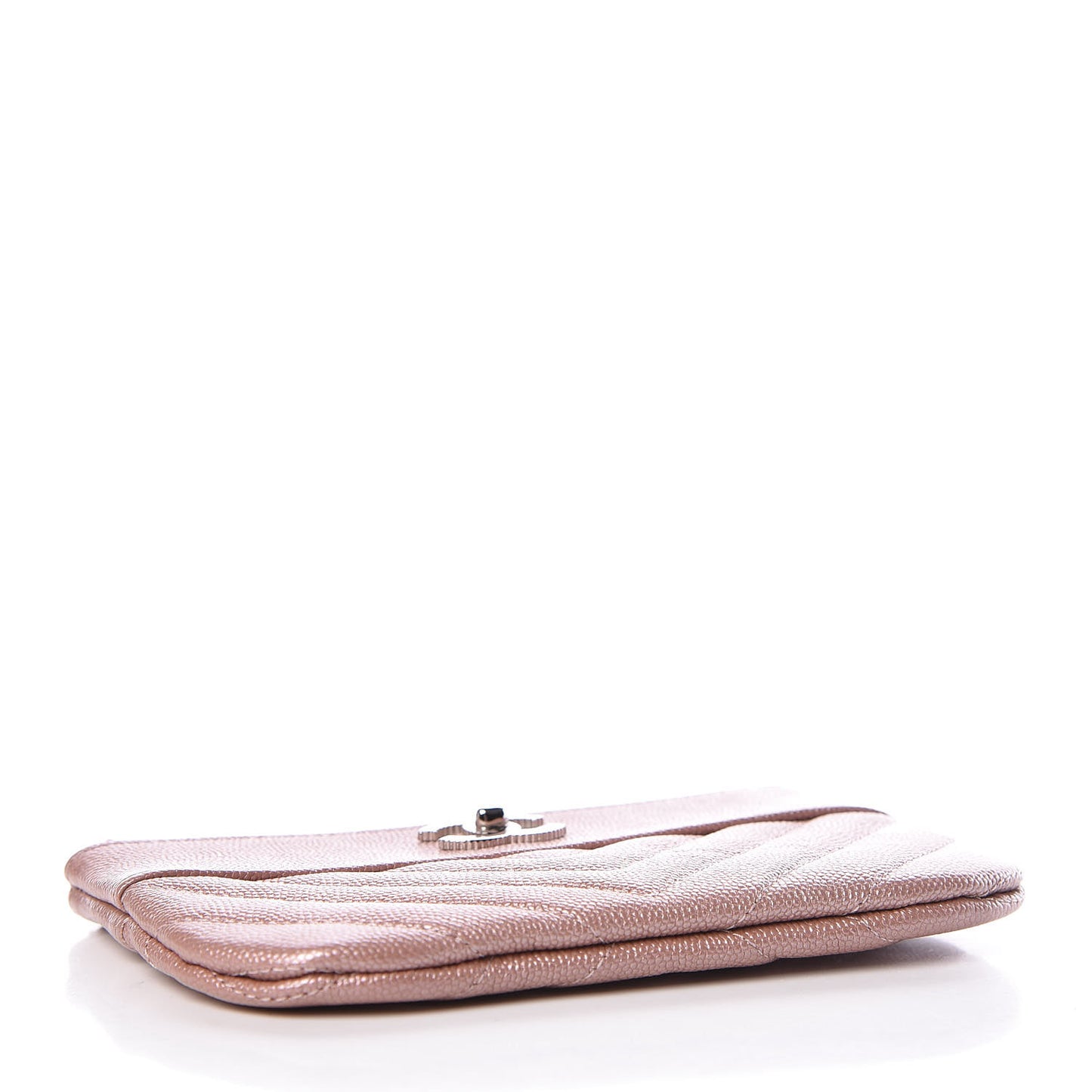 Metallic Caviar Chevron Quilted Small Vintage Mademoiselle Cosmetic Case Pink